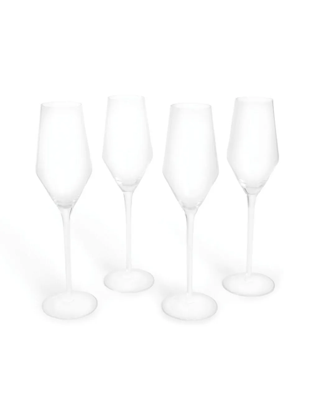 MADE.COM Set of 4 Clear Velma Crystal Champagne Flutes^ Glassware|Branded Kitchenware
