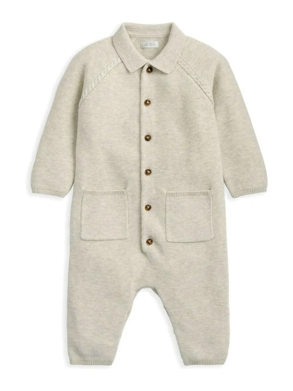 New Mamas & Papas Brown Collared Knit Romper
