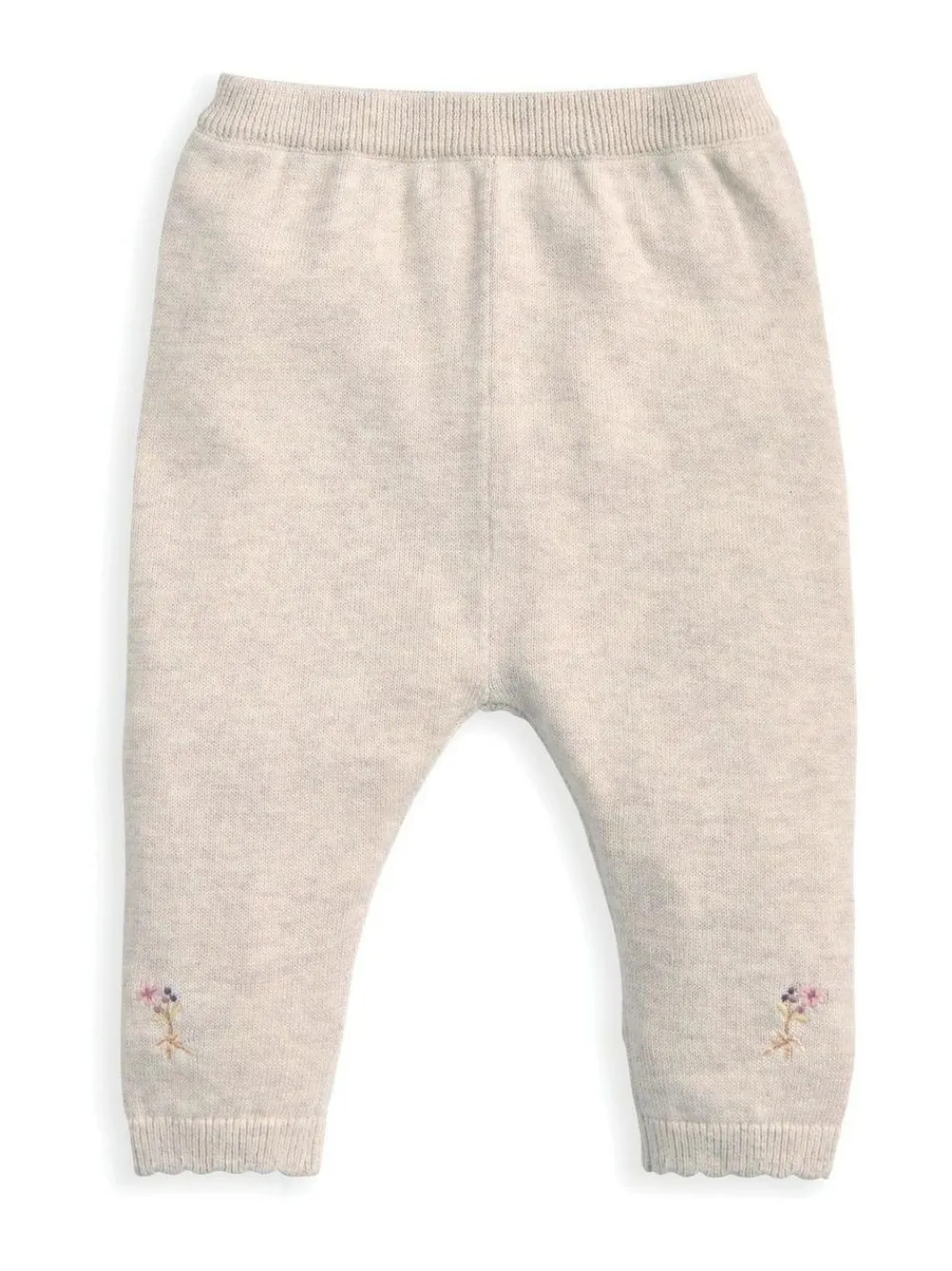 Best Mamas & Papas Brown Embroidered Knit Cardigan & Leggings Set with Scallop Detail