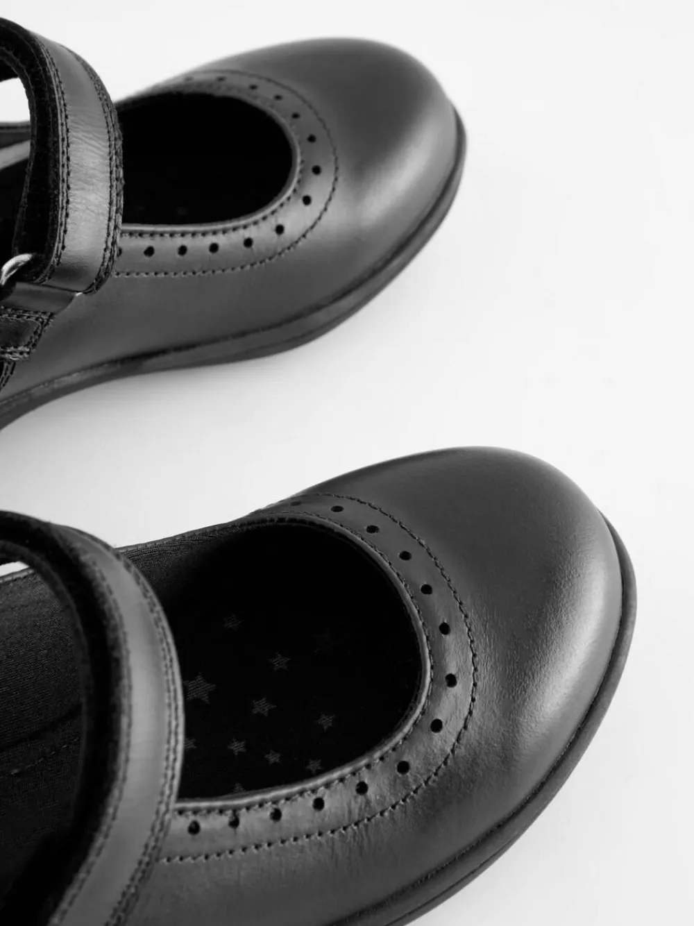 Clearance Next Standard Fit (F) School Leather Brogue Detail Mary Jane Shoes Matt Black