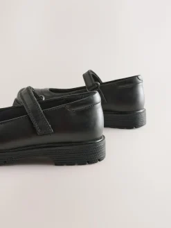Discount Next Matt Black Standard Fit (F) School Leather Chunky Mary Jane Shoes