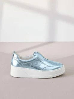Next Slip On Signature Leather Chunky Wedge Platform Trainers^Women Sneakers