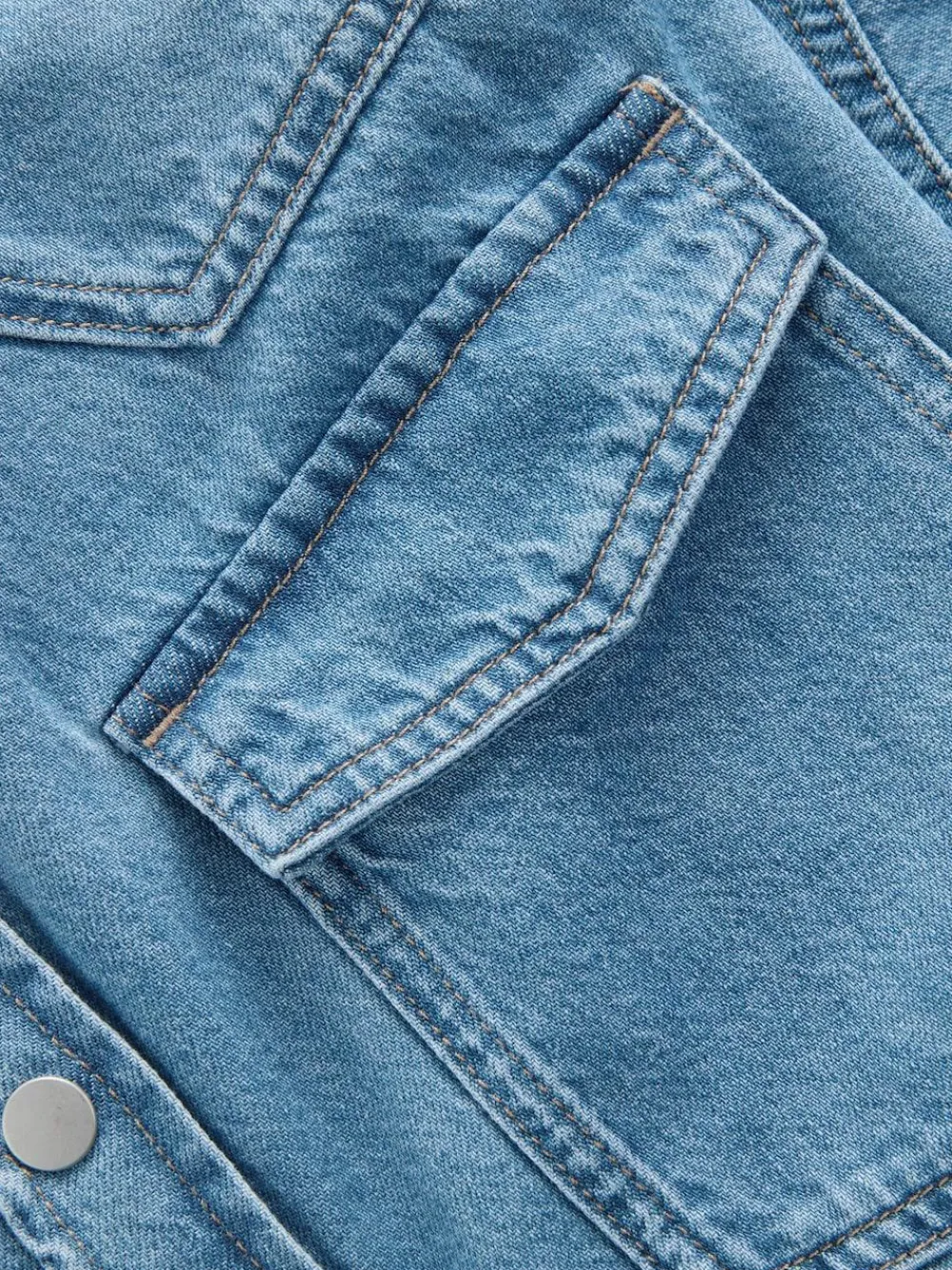 New Next Mid Blue and Khaki Green Oversized Denim Shirts 2 Pack