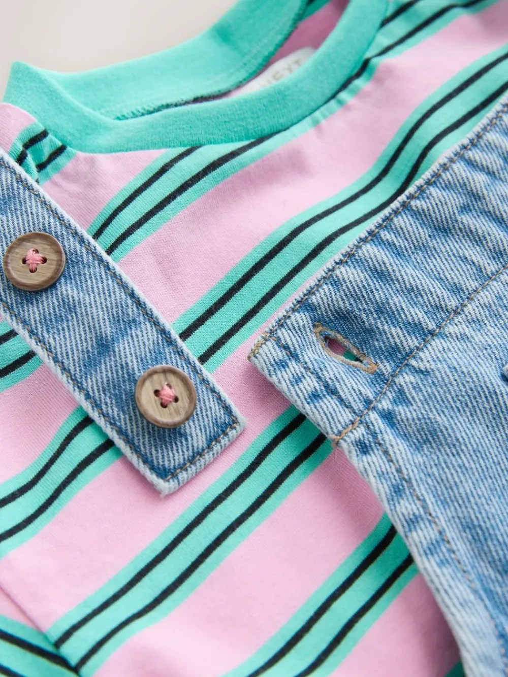 Clearance Next Mid Blue Cat Printed Denim Dungarees (3mths-7yrs)