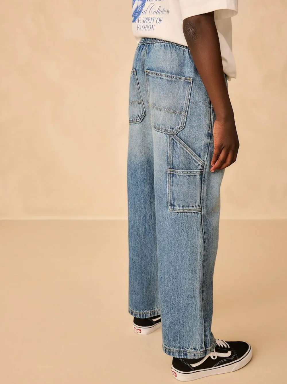 Next Mid Blue Denim Denim Pull On Carpenter Jeans (3-16yrs)^BOY Jeans & Joggers|Jeans
