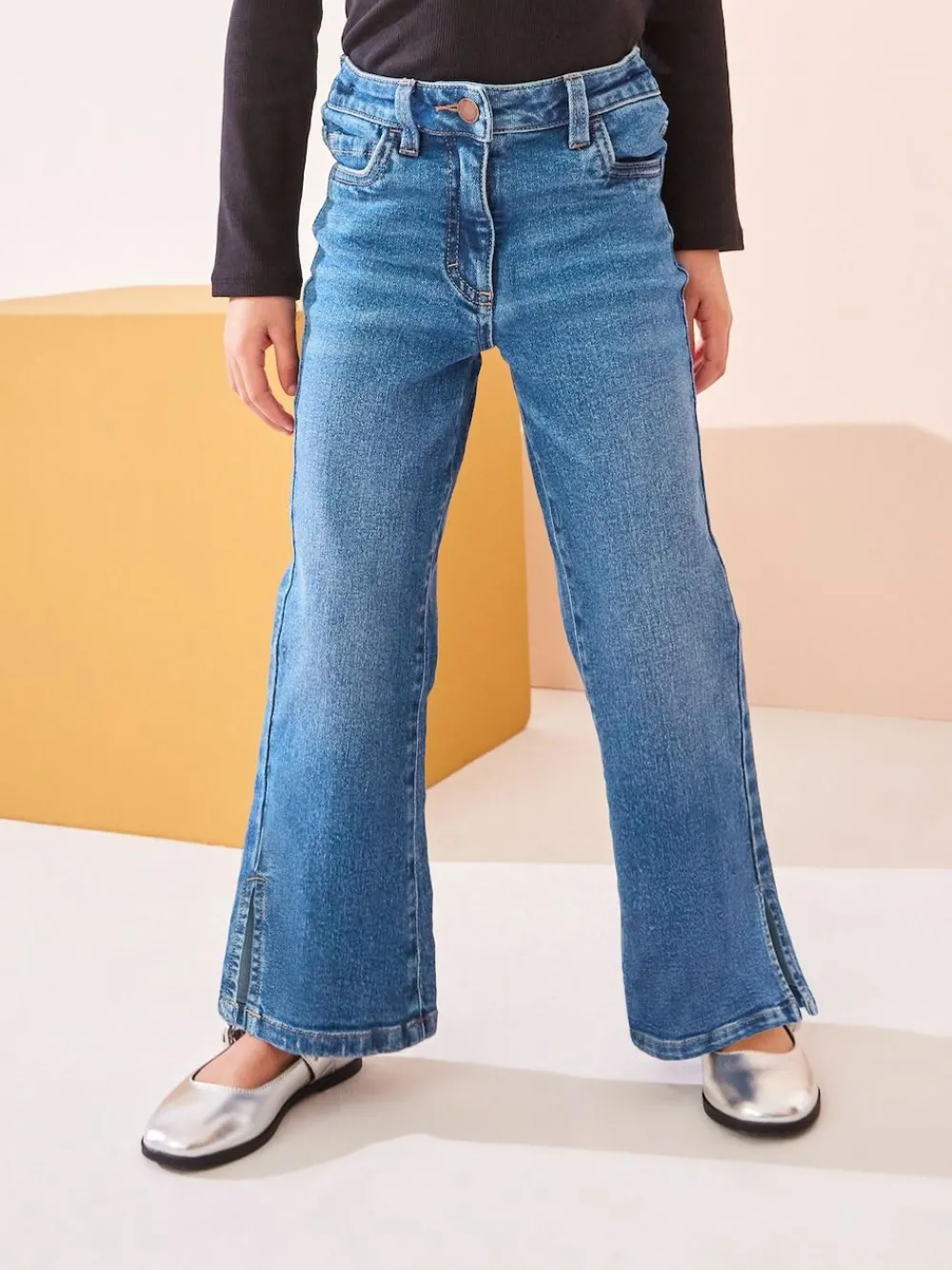 Outlet Next Flare Jeans (3-16yrs) Mid Blue Denim