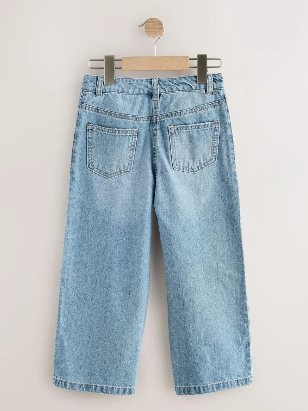 Next Wide Leg Jeans (3-16yrs) Mid Blue Denim Floral Print