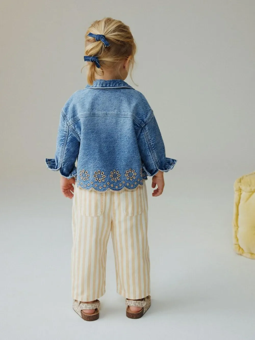 Best Next Mid Blue Denim Jacket and Stripe Trousers Set (3mths-7yrs)