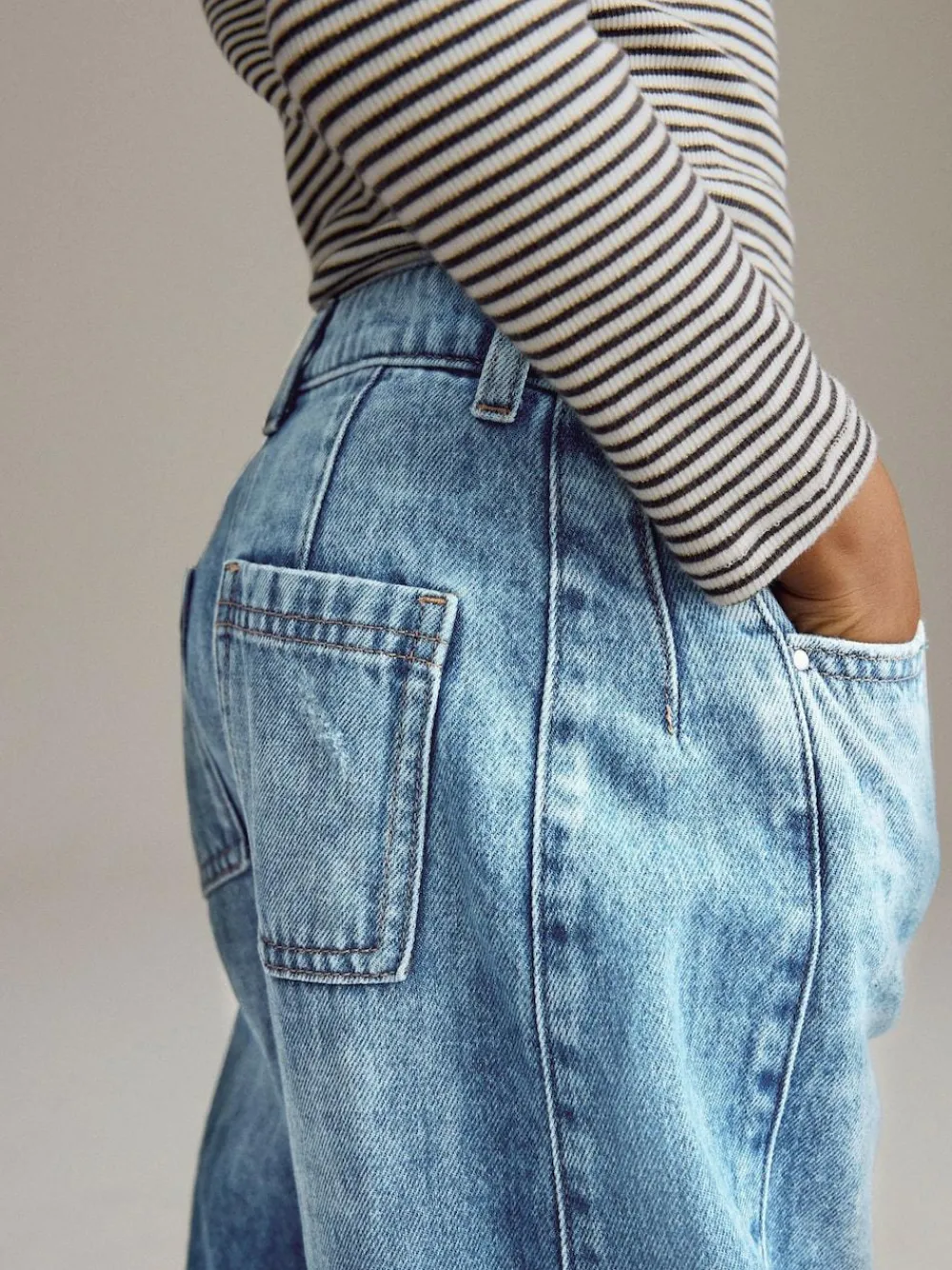 Next Mid Blue Denim Volume Barrel Jeans (3-16yrs)^ Jeans