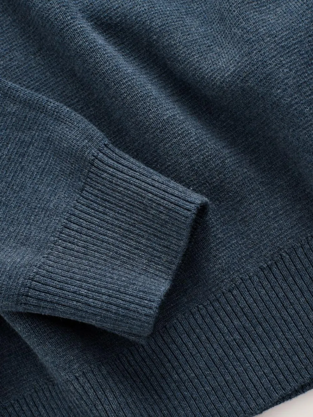 Sale Next Mid Blue Plain N.Premium Regular Fit 100% Cotton Premium Quarter Zip Jumper