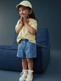 New Next Pull On Denim Shorts (3mths-10yrs) Mid Blue