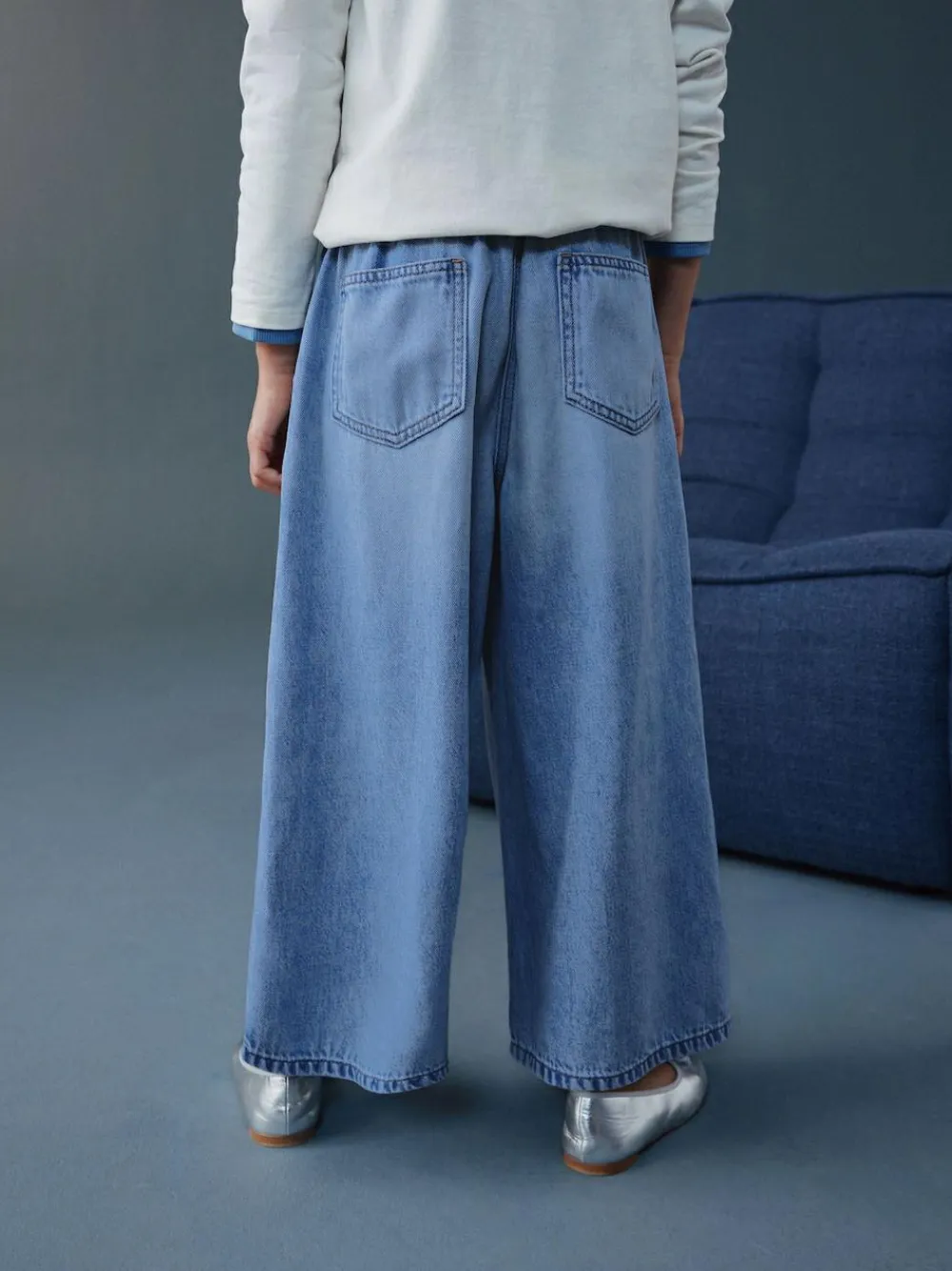 Next Pullon Barrel Jeans (3-16yrs) Mid Blue