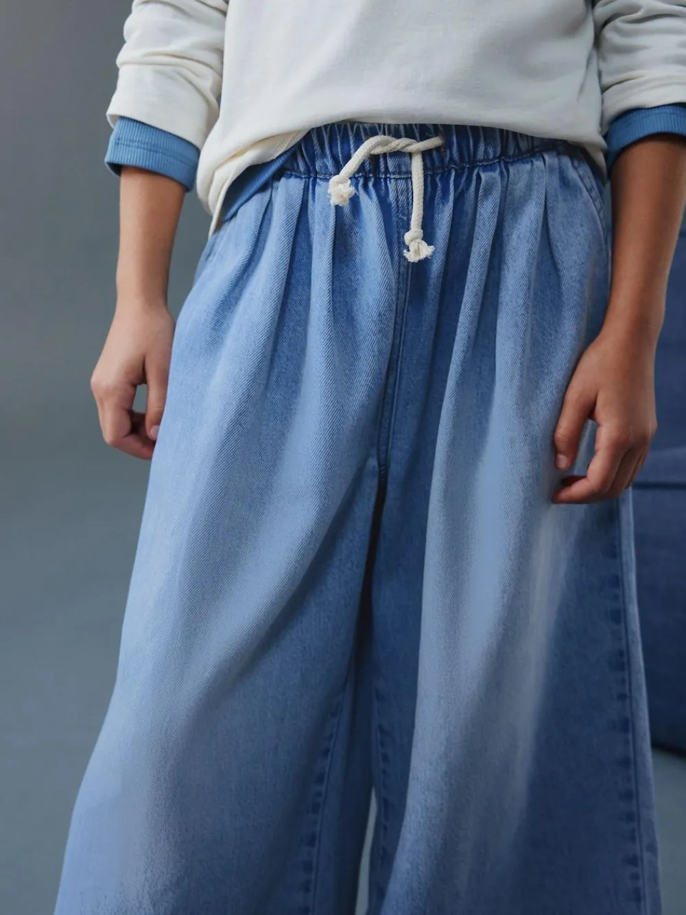 Next Pullon Barrel Jeans (3-16yrs) Mid Blue