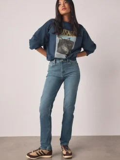 Clearance Next Slim Mid Rise Stretch Jeans Mid Blue