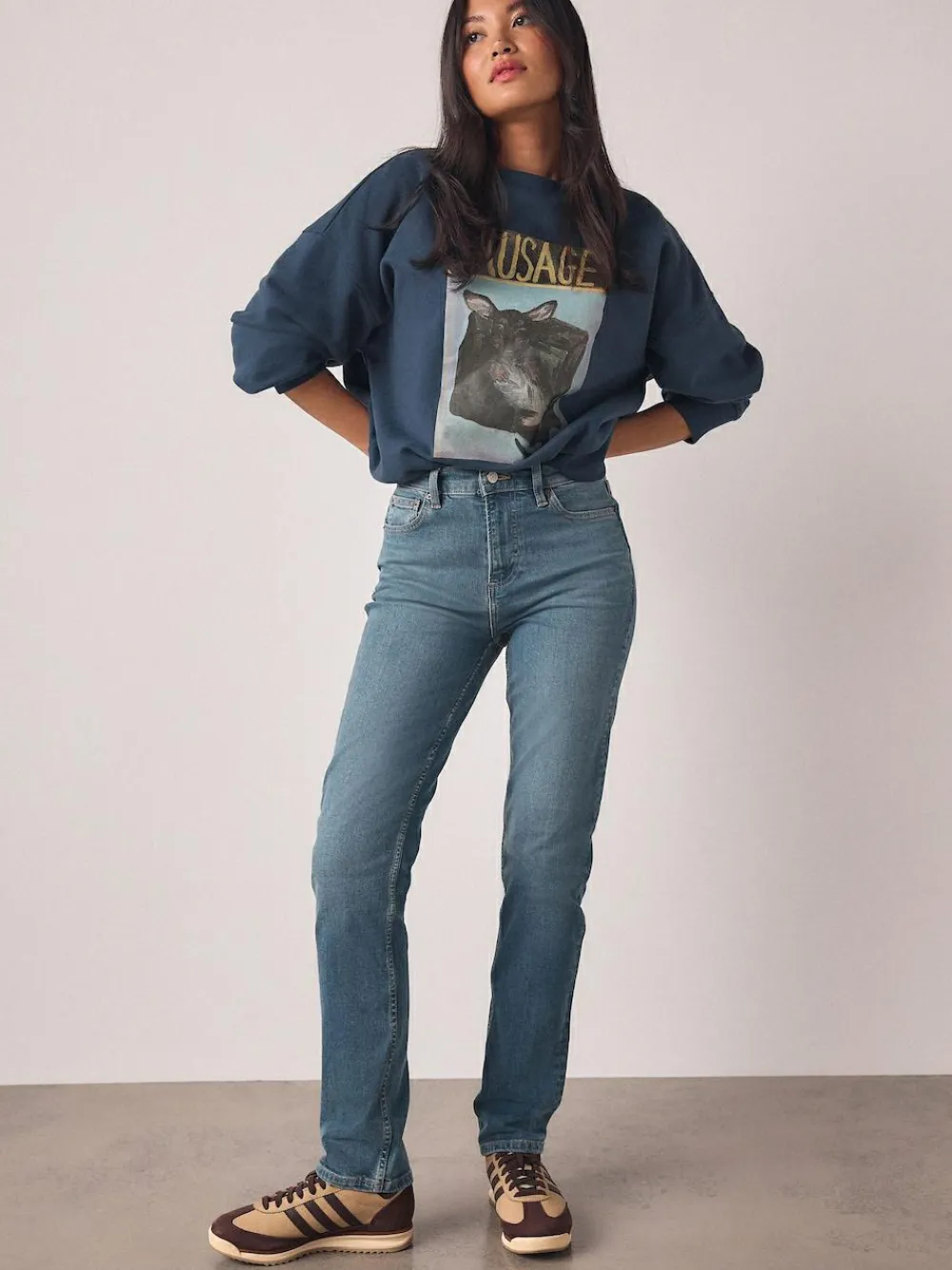 Clearance Next Slim Mid Rise Stretch Jeans Mid Blue