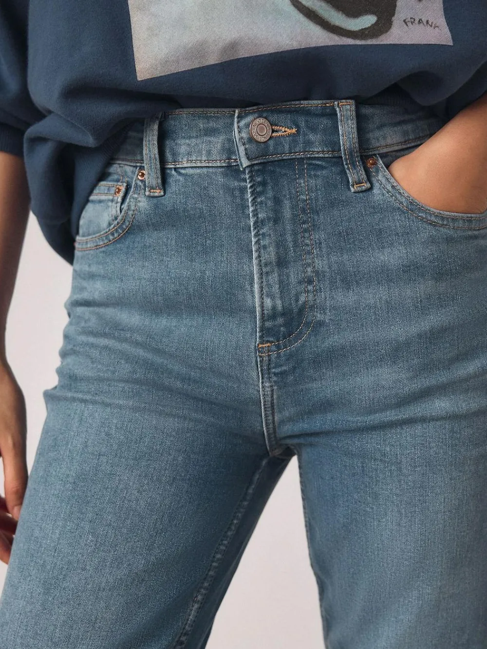 Clearance Next Slim Mid Rise Stretch Jeans Mid Blue
