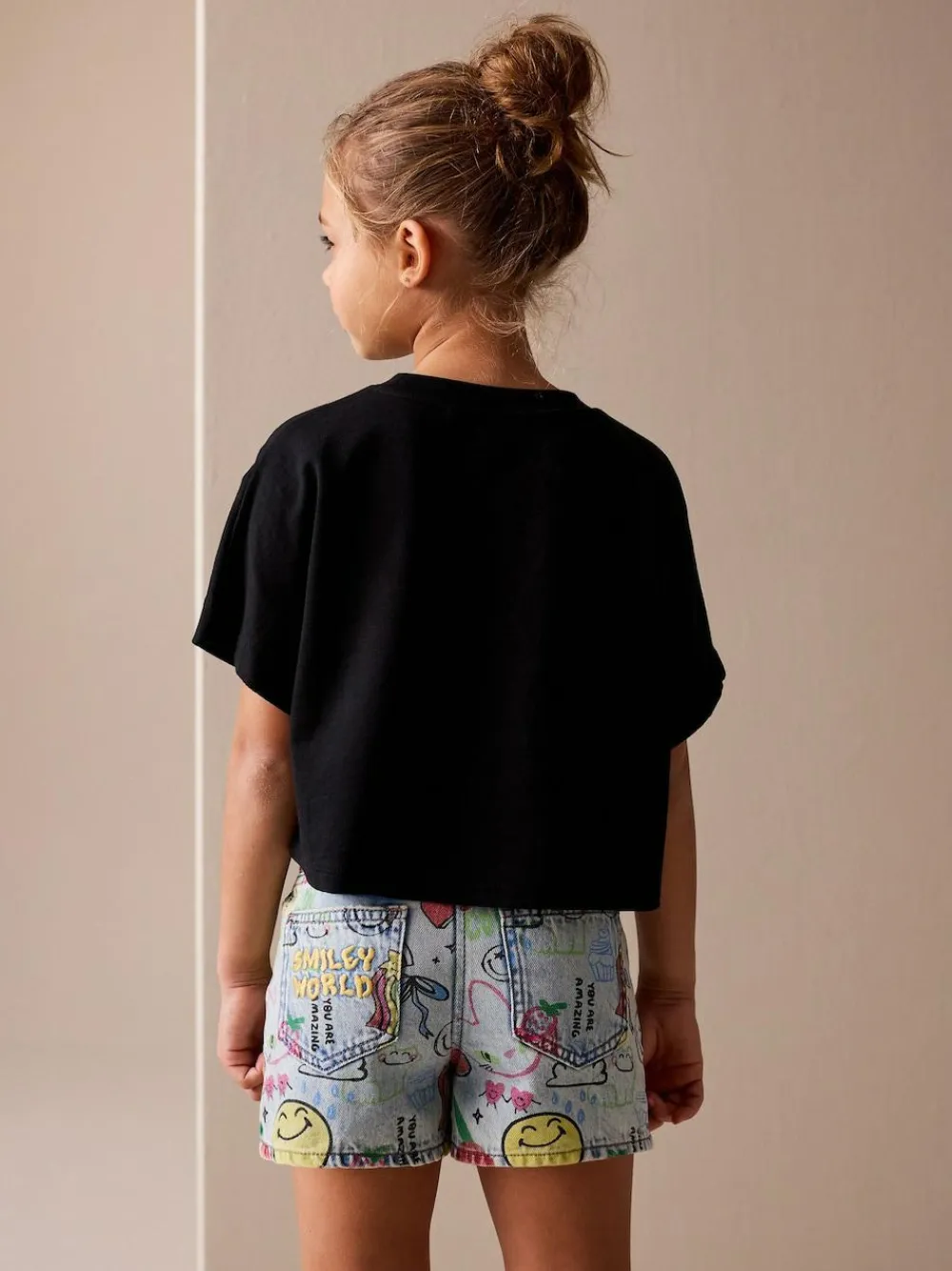 Next Mid Blue SmileyWorld® Graffiti Print Denim Shorts (3-16yrs)^ Shorts & Skirts