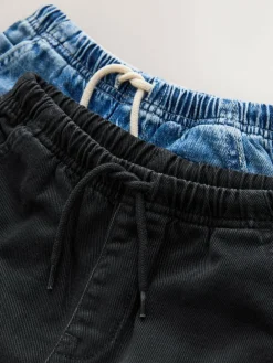 Hot Next Bermuda Pull On Denim Shorts 2 Pack (3-16yrs) Mid Blue/Black