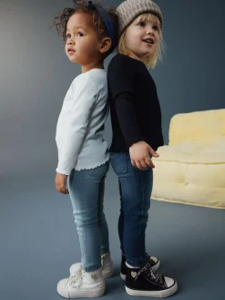 Next Mid Blue/Light Blue Denim 2 Pack Elasticated Waist Jeggings (3mths-7yrs)^ Multipacks|Jeans & Joggers