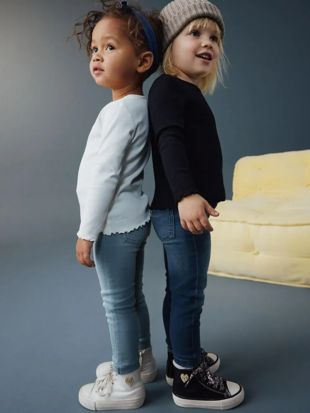 Next Mid Blue/Light Blue Denim 2 Pack Elasticated Waist Jeggings (3mths-7yrs)^ Multipacks|Jeans & Joggers