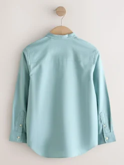 Hot Next Long Sleeve Grandad Collar Oxford Shirt (3-16yrs) Mineral Green