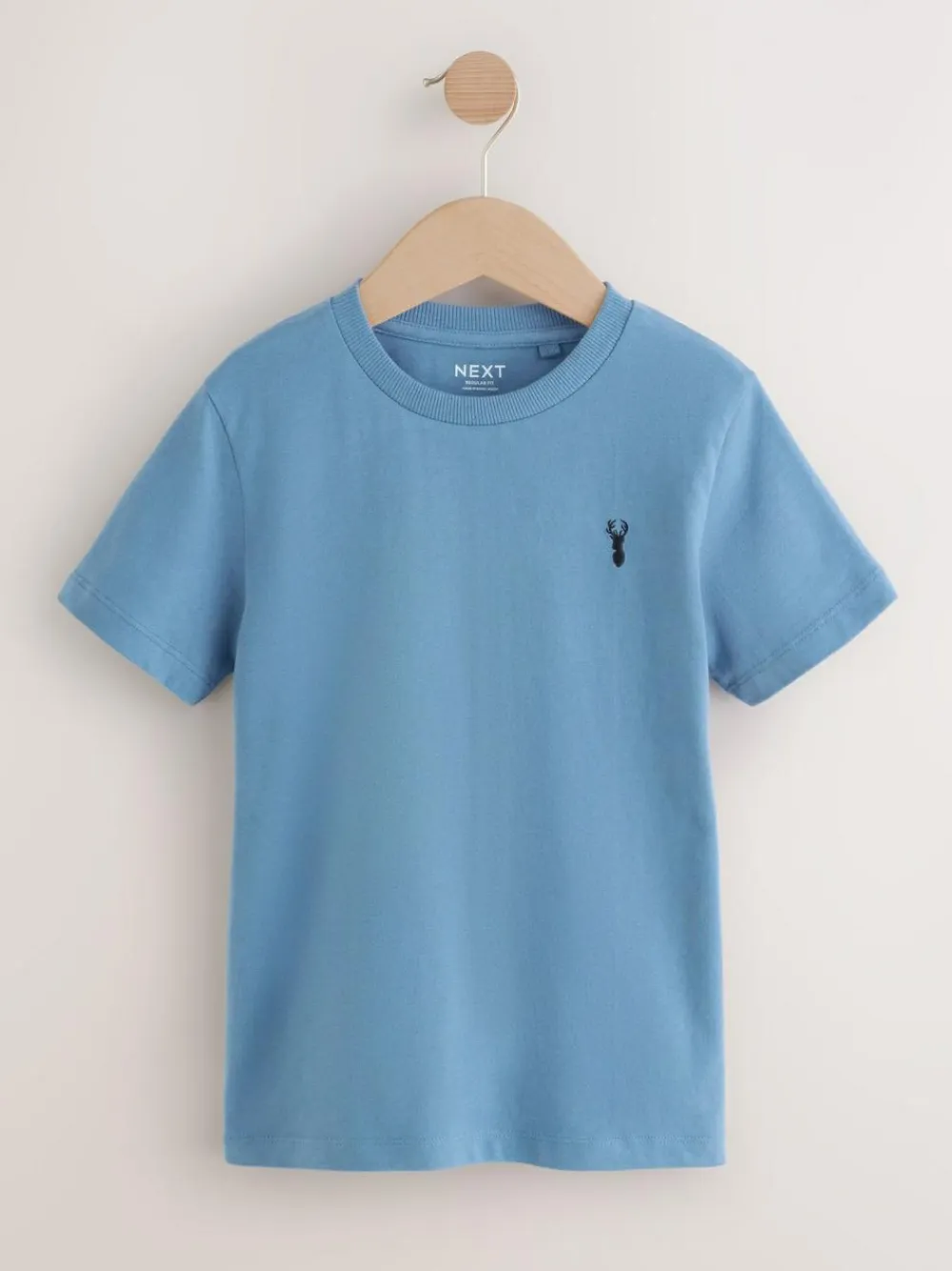 Outlet Next Mineral Green/Blue Short Sleeve Stag Embroidered T-Shirts 4 Pack (3-16yrs)