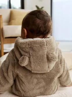 New Next Mink Brown Fleece Baby Pramsuit