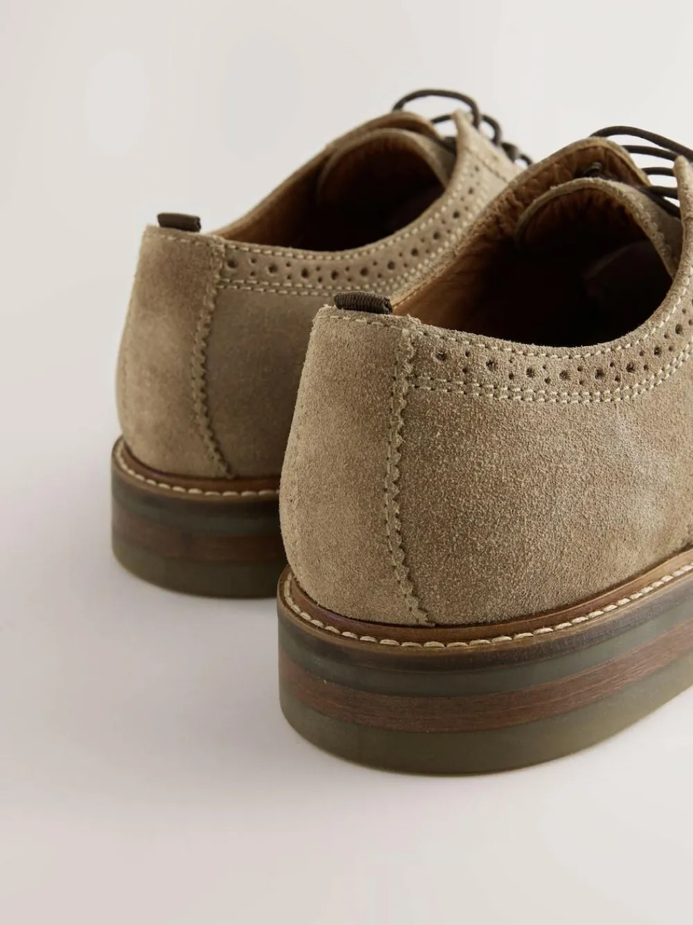 Online Next Mink Brown Suede Brogue Shoes