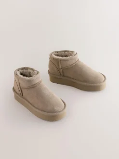 Hot Next Mink Standard Fit (F) Flatform Mini Warm Lined Water Repellent Suede Pull-On Boots
