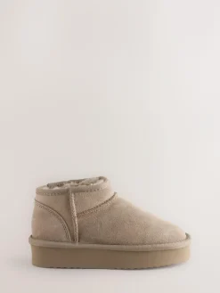 Discount Next Wide Fit (G) Flatform Mini Warm Lined Water Repellent Suede Pull-On Boots Mink