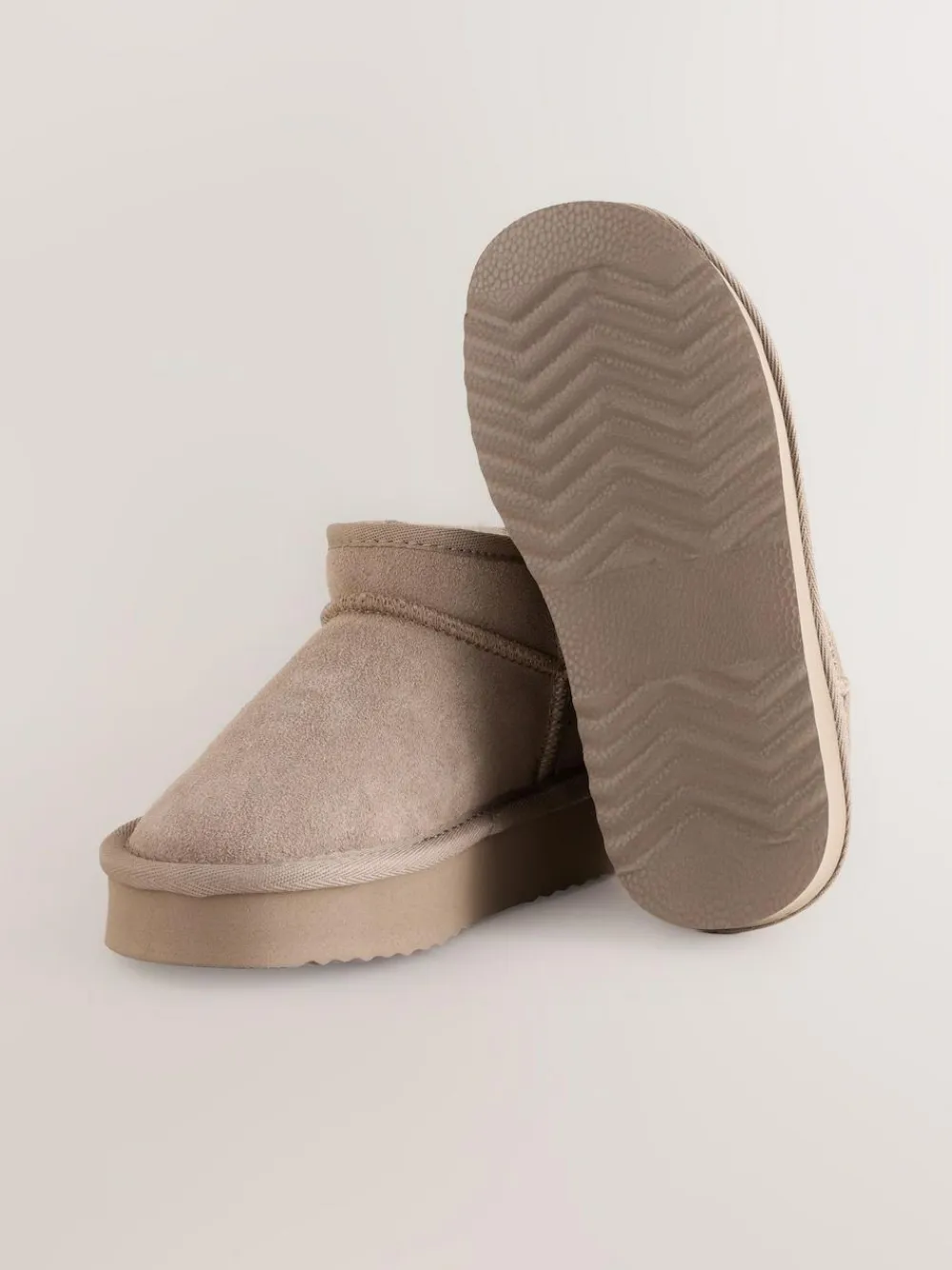 Discount Next Wide Fit (G) Flatform Mini Warm Lined Water Repellent Suede Pull-On Boots Mink