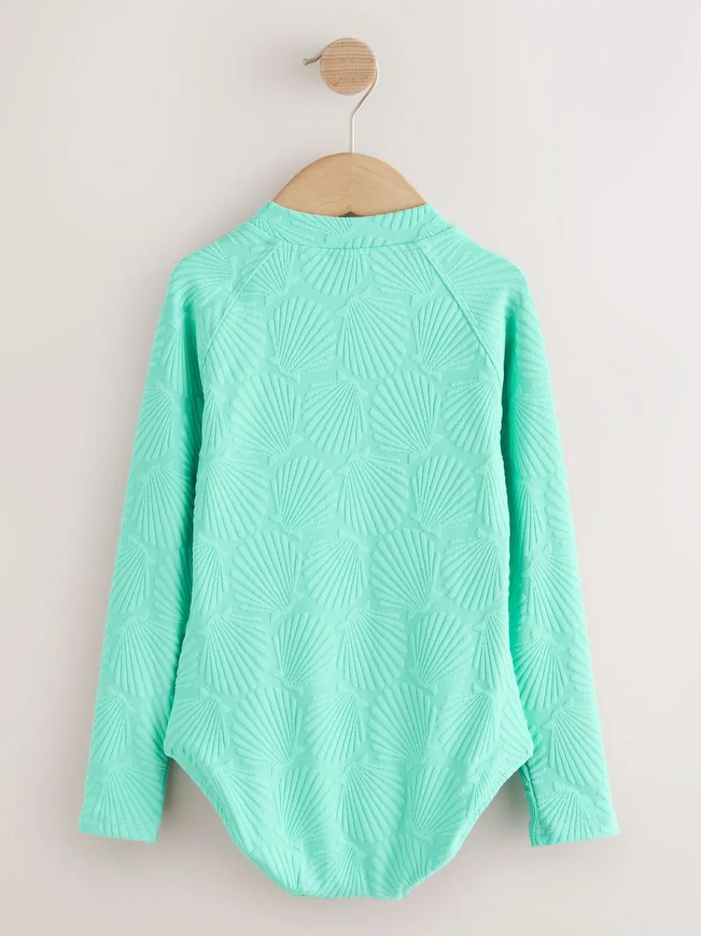Outlet Next Textured Long Sleeve Sunsafe Swimsuit (3-16yrs) Mint Green Shell