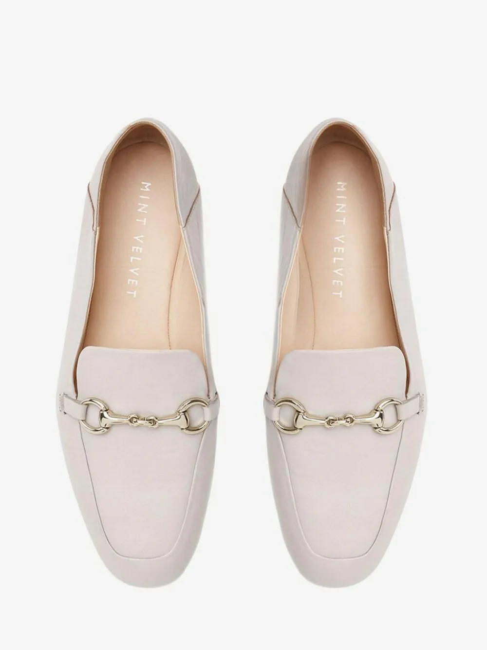 Sale Mint Velvet Leather Camille Loafers Stone Cream