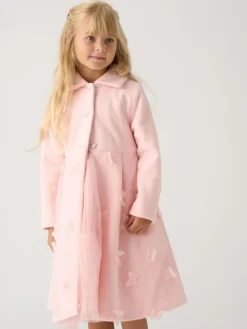 Hot Miss Pink Jacket and Tulle Appliqué Butterfly Dress Set