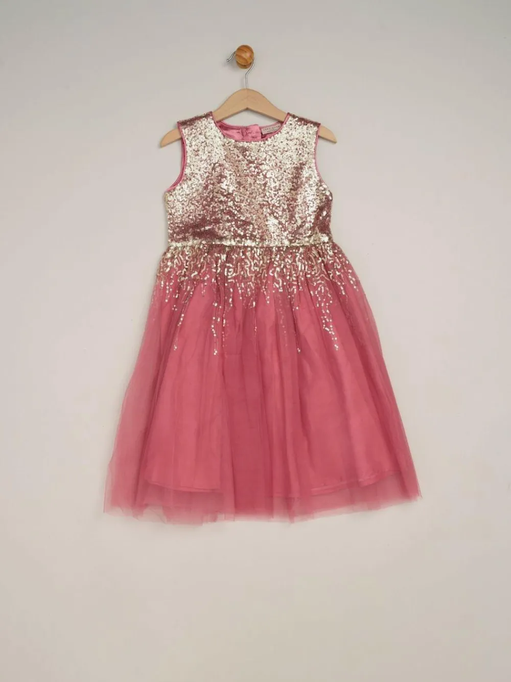 Clearance Miss Waterfall Sequin Dress and Faux Fur Bolero Set Pink