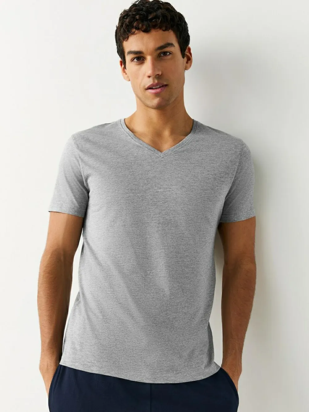 New Next Slim Fit 100% Cotton V-Neck Layering T-Shirts 5 Pack Mixed