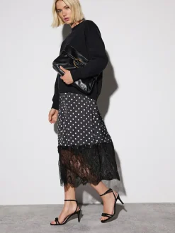 Best Next Mono Spot 2-In-1 Sweatshirt With Satin Midi Skirt