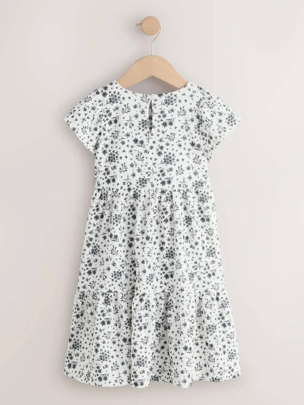 Online Next Angel Sleeve Crinkle Dress (3-16yrs) Monochrome Ditsy