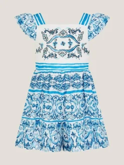 Clearance Monsoon Blue Calista Floral Print Frilly Playsuit