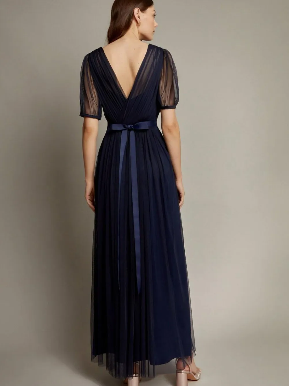 Monsoon Ellie Sheer Sleeve Plunge Tulle Maxi Dress^Women Maxi Dresses