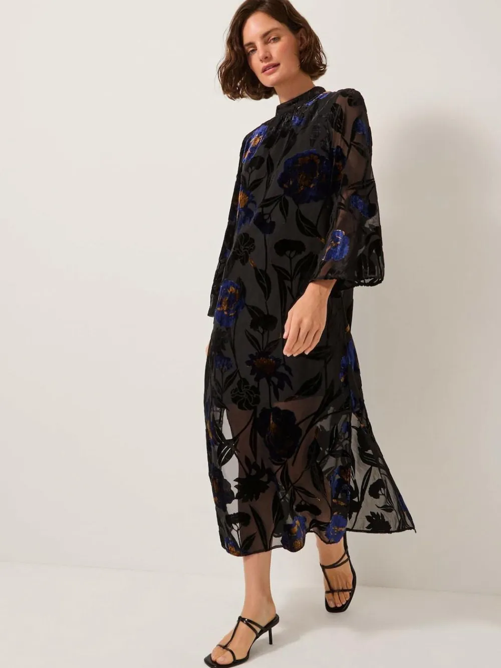 Monsoon Blue Giselle Sheer Floral Devoré Midi Dress^Women Occasion Dresses|Midi Dresses