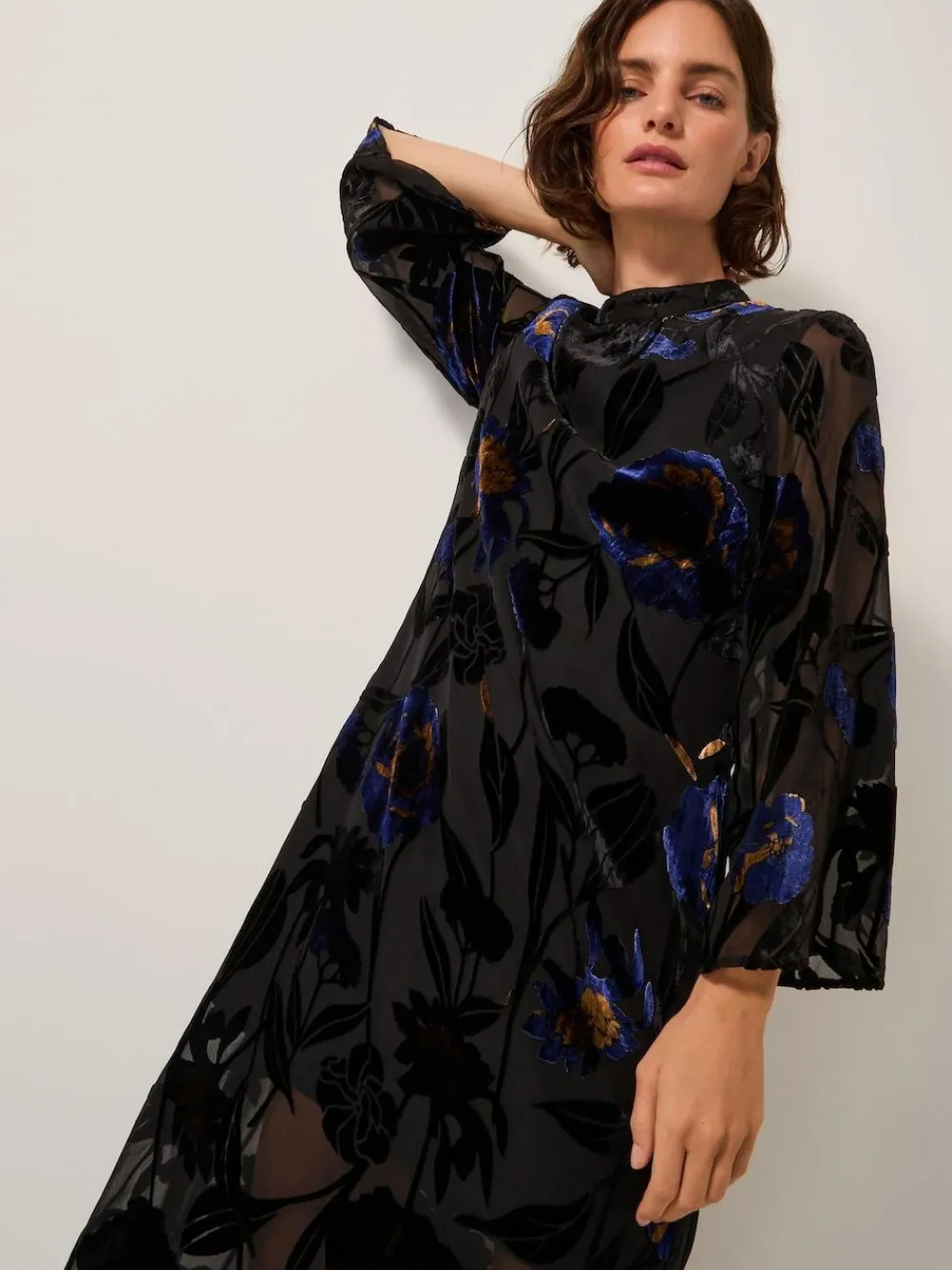 Monsoon Blue Giselle Sheer Floral Devoré Midi Dress^Women Occasion Dresses|Midi Dresses