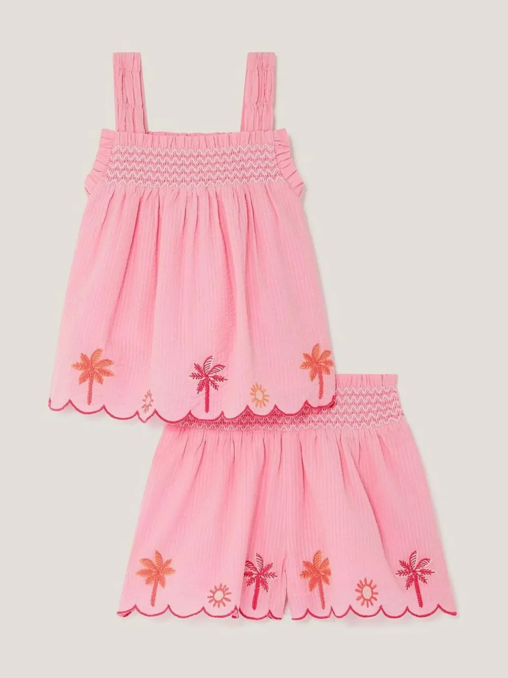 Monsoon Pink Palm Embroidered Top & Shorts Set^ Shorts