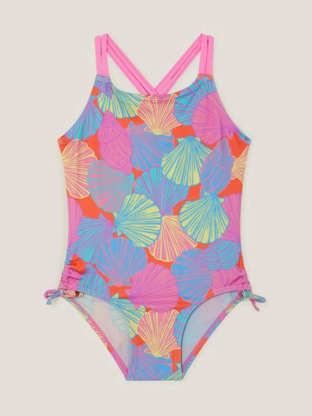Clearance Monsoon Pink Shell Print Ruched Swimsuit
