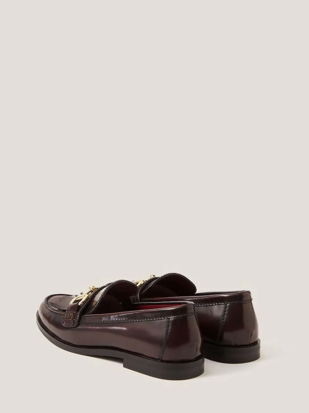 Monsoon Red Britt Fringe Leather Loafers^Women Flats