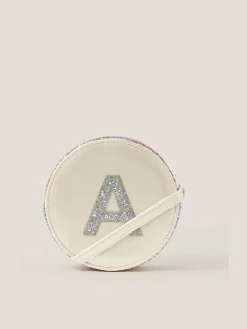 Hot Monsoon White Round Glittery Initial Bag - I