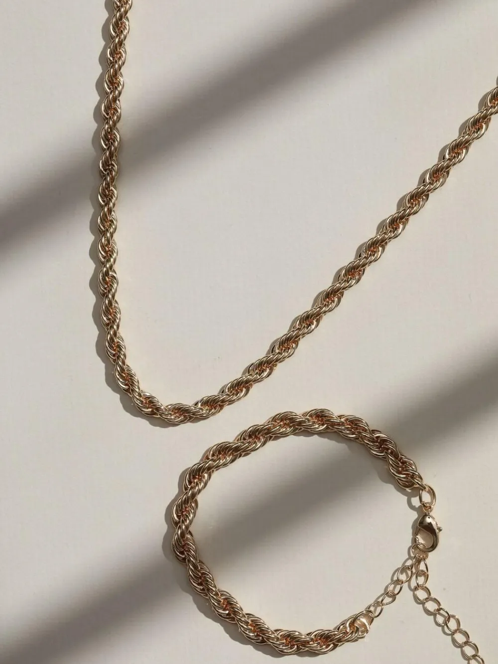Mood Gold Tone Twisted Rope Necklace Bracelet Set^Women Jewellery