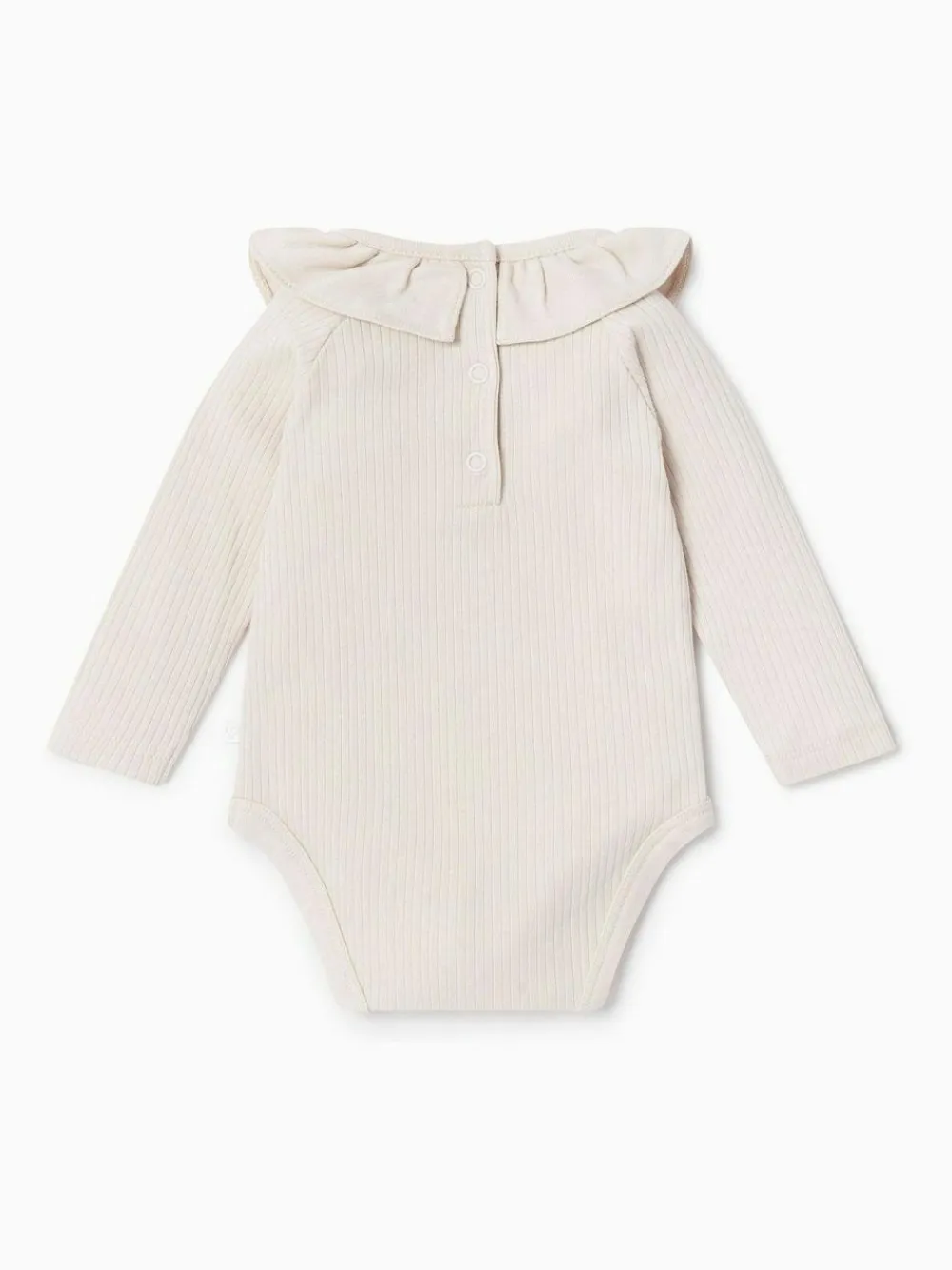New Mori Cream Supersoft Long Sleeve Frill Collar Envelope Neckline Bodysuit