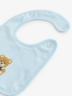 Online Moschino Baby Logo Sleepsuit, Hat & Bib Giftset With Giftbox Blue
