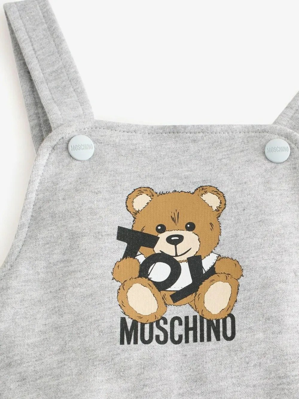 Hot Moschino Grey Baby Logo Short Sleeve T-Shirt and Dungarees Set